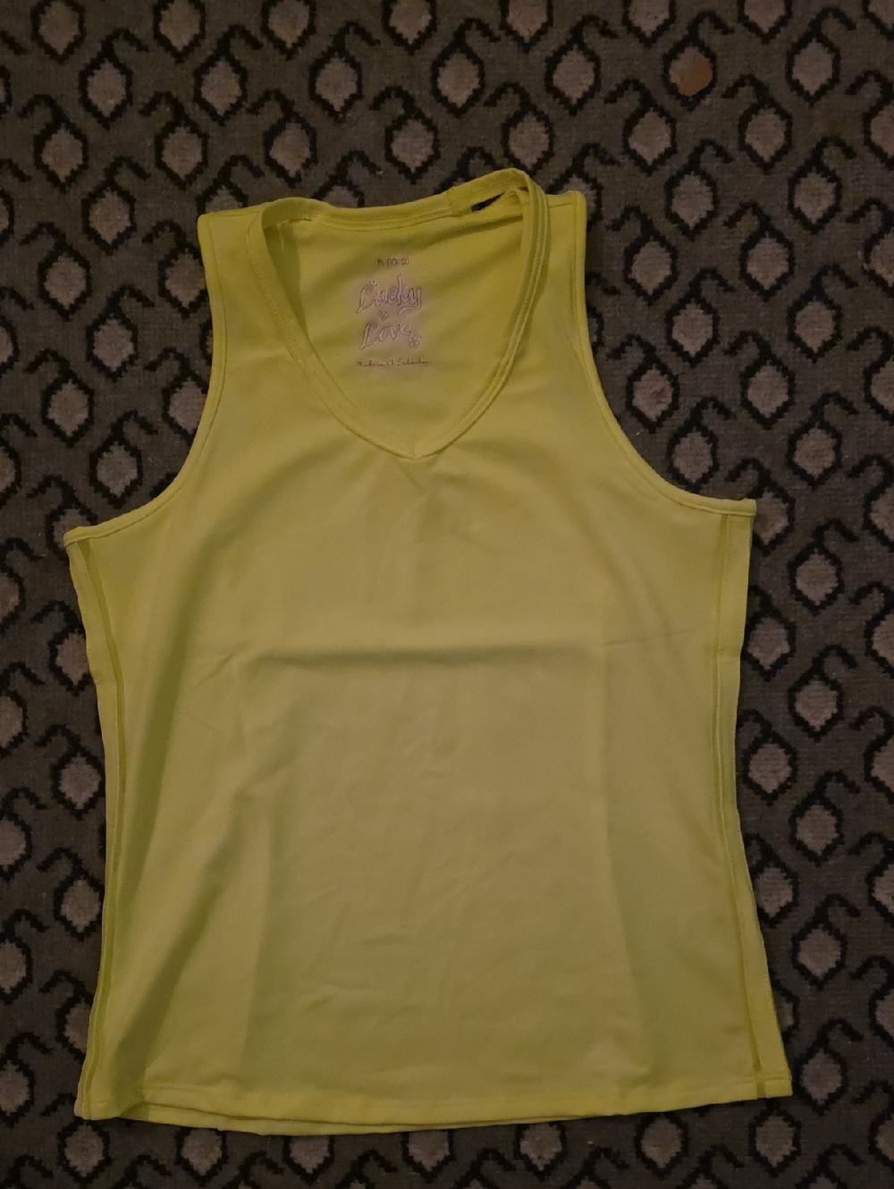Lucky in Love Neon Yellow V‑Neck Athletic Tank